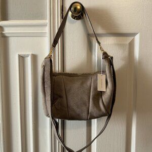 Hammitt Morgan Gray Natural Suede Croissant Shoulder/Crossbody Bag New